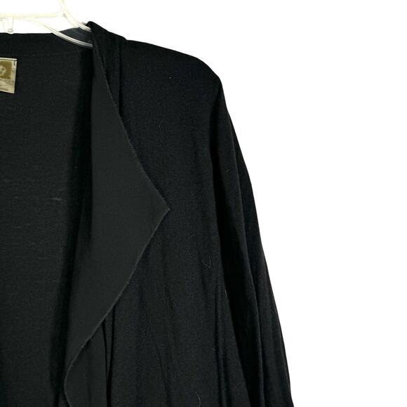 Anne Klein Black Duster Cardigan Sweater Sz L Open Front Lightweight Wool Blend - Picture 2 of 5